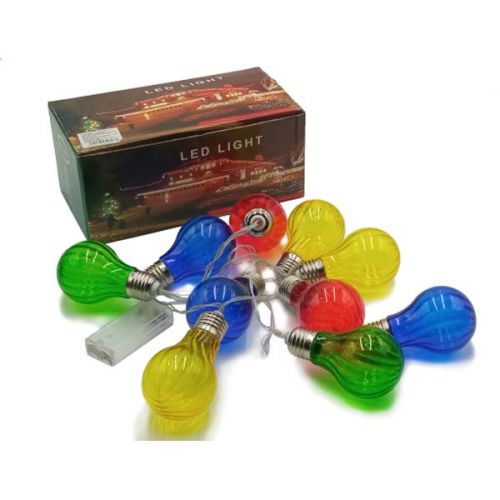 Уцінка. Електрогірлянда LED 10 ламп "Грановані лампочки"  1,5 м на батарейках, 220В, 50Гц - прозорі лампи, світло не яскраве