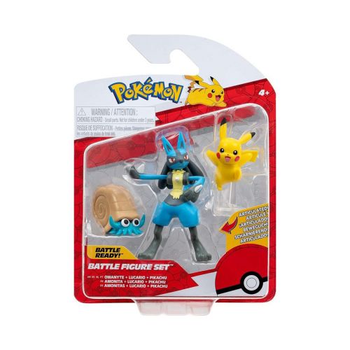 Набір ігрових фігурок Pokemon - Оманайт, Пікачу, Лукаріо аніме