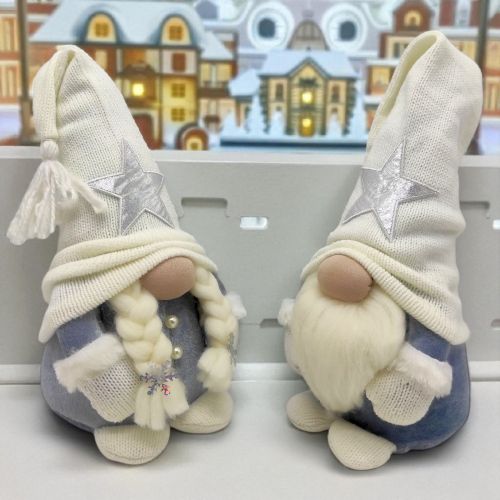 Мʼяка іграшка "Скандинавський гном", Hand Made (висота 30 см),  дівчинка (БІЛИЙ)