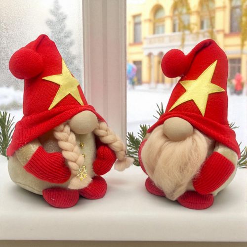 Мʼяка іграшка "Скандинавський гном", Hand Made (висота 26 см), (ЧЕРВОНИЙ)