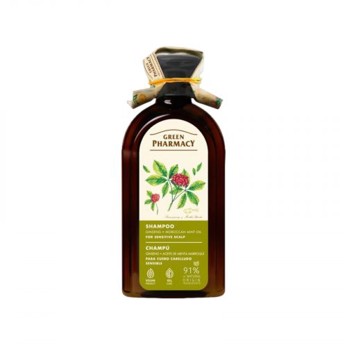 Green Pharmacy шампунь 350мл Женьшень/марокканська мята для чутливої шкіри голови