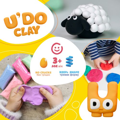 Набір для творчості (повітряний пластилін) "UʼDO Clay" 34 брикетів