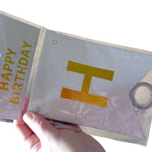 Гірлянда-розтяжка прапорці "Happy birthday" 12*16см-5м, срібло
